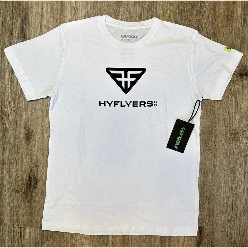 NWT LIV Golf HYFLYERS GC White Logo T Shirt Phil Mickelson / Youth Kids Size XL
